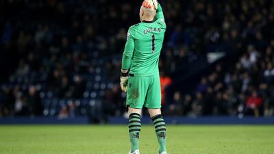 Aston Villa keeper Brad Guzan reacts after allowing the goal in his side's 1-0 loss to West Bromwich Albion at The Hawthorns on Saturday in the Premier League. Jan Kruger / Getty Images