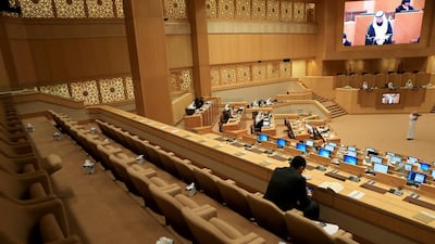 The empty audience section at Tuesday’s FNC session, after security staff turned away members of the public. Ravindranath K / The National