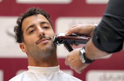 F1 driver Daniel Ricciardo enjoyed a trim to raise awareness of men's health at Burjeel Day Surgery in Abu Dhabi. Pawan Singh / The National