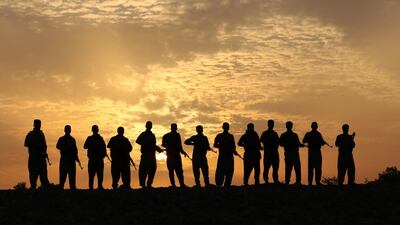 Iranian Kurdish Peshmerga, members of the Iranian Kurdistan Democratic Party (KDP-Iran), take part in routine military exercise in Koya, east of Erbil, the capital of the autonomous Kurdish region of northern Iraq, on October 22, 2017. Safin Hamed / AFP