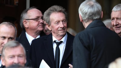 Denis Law attends the funeral of former Manchester United player Bill Foulkes at St Vincent De Paul RC Church, Altrincham, Cheshire. Getty