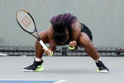 Serena Williams after winning a point during her match against sister Venus. Getty
