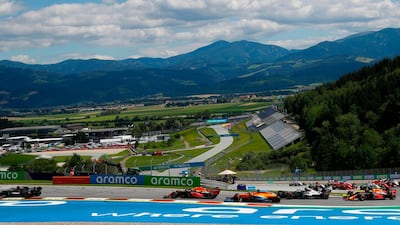 Mercedes' British driver Lewis Hamilton leads the race on his way to victory at the Formula One Styrian Grand Prix in Spielberg, Austria, on Sunday July 12, 2020. AFP