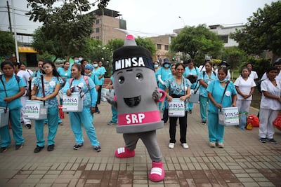 A measles vaccination campaign in Lima, Peru, after health authorities reported two cases of the disease after more than 20 years in the country. EPA