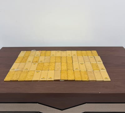 Some of the gold bars seized during the continuing investigation. Photo: Iraq Judiciary