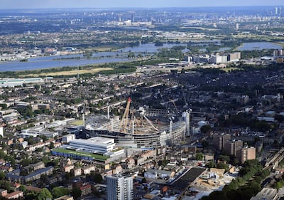 An aerial view of the White Hart Lane as construction work continues on July 12, 2017 in London, England. Dan Mullan / Getty Images