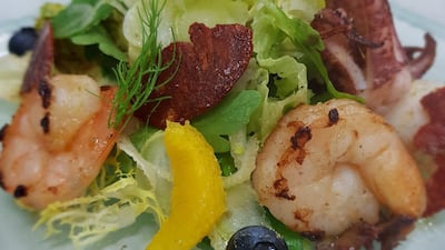 Seafood and fennel salad. Courtesy Vinesse at The Oberoi Beach Resort Al Zorah