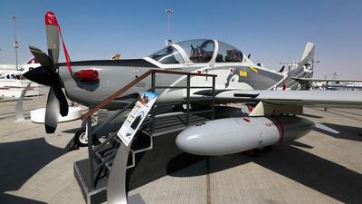 A Super Tucano on static display at the Dubai Airshow. Victor Besa for The National