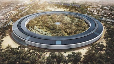 The roof of the future headquarters of @Apple was made in Dubai, and it was transported and assembled in Cupertino, Calif. (Dubai Media Office/ Twitter)