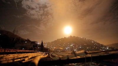 Syrian air defences intercept Israeli missiles headed for an area of Damascus. EPA