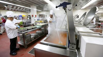 The kitchen uses 500kg of chicken daily. Pawan Singh / The National