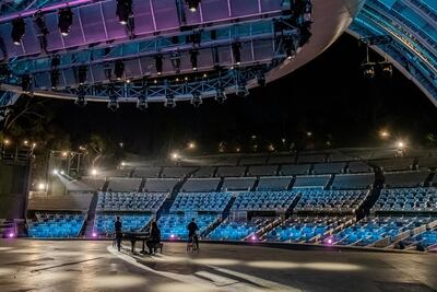 Singer Justin Bieber and duo Dan + Shay perform '10,000 Hours' to no audience from the Hollywood Bowl for the 54th annual Country Music Association Awards. Reuters