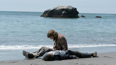 Paul Dano, upright, and Daniel Radcliffe in Swiss Army Man. AP