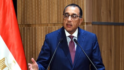 Egypt's Prime Minister Mostafa Madbouly addresses a press conference after the first meeting of his new government. Photo: Egyptian Cabinet