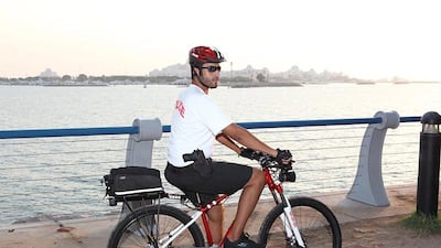 Officers on bike can often reach accidents and crime scenes quicker than colleagues in cars by using side roads. Courtesy Abu Dhabi Police Department