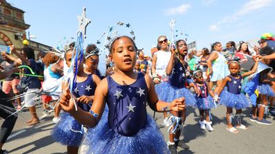 Children perform at the Notting Hill carnival in London, Britain. EPA