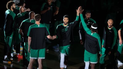 Jayson Tatum of Boston Celtics enters the court during the NBA Abu Dhabi Games. Victor Besa / The National