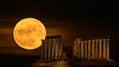 A full moon rises behind the ancient Greek Temple of Poseidon at Cape Sounion, 60 kilometres south of Athens. AFP