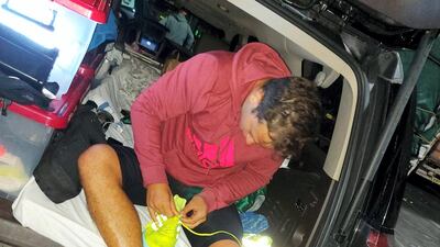 At one point, Burgess required a larger pair of shoes than he was carrying because his feet had swollen up; these were supplied mid-journey by an Adidas store in Abu Dhabi