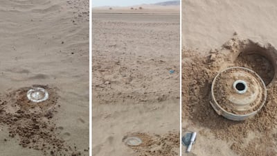 Floodwater has unearthed a number of large anti-tank mines in Yemen. Credit: Project Masam