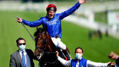 Adam Kirby celebrates after guiding Adayar to victory. Getty