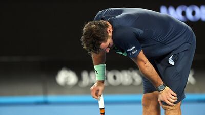 Stan Wawrinka of Switzerland reacts during his second-round match against Tennys Sandgren of the USA at the Australian Open. Julian Smith / EPA