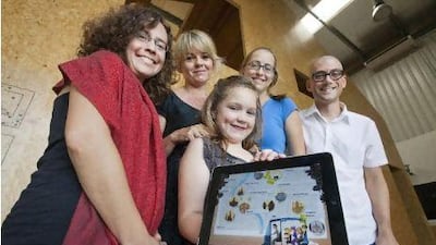 Christopher Batchelder, Mary Ames, Stacey White, Anna Batchelder and Eleonor White, 8. The Batchelders have developed a series of interactive e-books for children.