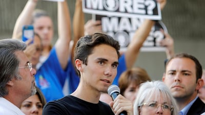 David Hogg, a senior at Marjory Stoneman Douglas High School, speaks at a rally calling for more gun control three days after the shooting at his school. REUTERS/Jonathan Drake/File Photo
