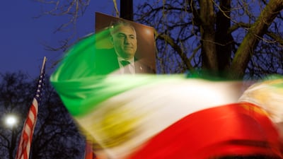 Supporters of Reza Pahlavi, son of deposed shah of Iran Mohammed Reza Pahlavi, gather outside the Iranian embassy in London. Getty Images