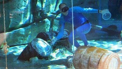 David Helderle teaches free-diving at Yas Waterworld in Abu Dhabi. He calls it “a meditative experience, and very Zen”. Ravindranath K / The National