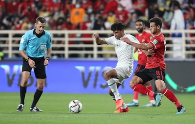 Musab Al Juwayr, centre, in action against of Al Ahly during the Fifa Club World Cup 2021 in Abu Dhabi. Pawan Singh / The National