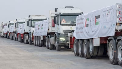 Convoys carrying humanitarian supplies from the UAE enter Gaza. Wam
