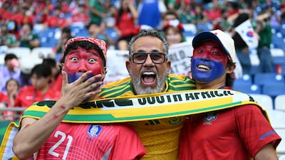 South Africans and South Koreans at the Monterrey Stadium in Guadalupe, Mexico. AFP