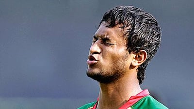 Bangladesh's captain Shakib Al Hasan reacts at the end of play. AP Photo / Themba Hadebe
