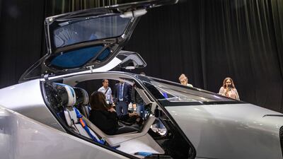 A self driving vehicle on display at the Dubai World Congress. Antonie Robertson / The National