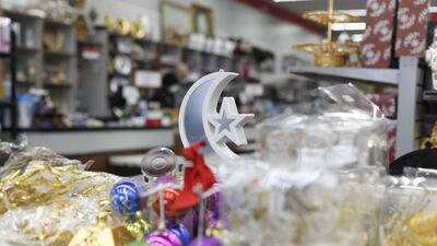 Ramadan decorations are displayed at Heights Kitchenware on the first day of Ramadan in Dearborn Heights, Michigan. Getty Images via AFP