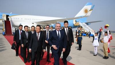 Mr Fernandez arrived in Beijing to take part in the Belt and Road Forum. EPA