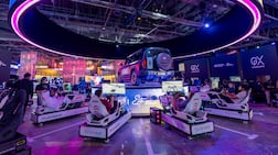 Visitors test their skills on driving simulators at the Jetour Garage activation during GameExpo 2026 in Dubai, with ticket holders entered into a draw to win a car. Photo: Dubai Esports and Games Festival