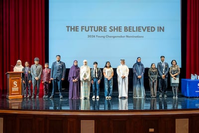 Schools, teachers and community organisations are recognised with awards at the Sorbonne University Abu Dhabi to honour the life and work of the late conservationist Dr Jane Goodall. Photo: Roots & Shoots UAE