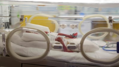 One of the newborn nonuplets born to Malian mother Halima Cisse, in an incubator at the Ain Borja private clinic in Casablanca, Morocco. Reuters
