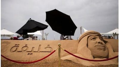 A sculpture of Sheikh Khalifa greets visitors at the main entrance to the festival. Photos by Lee Hoagland for The National