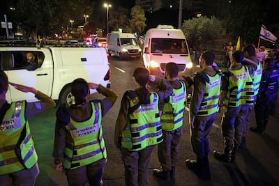 Four bodies handed over by Hamas arrive at the National Centre for Forensic Medicine in Tel Aviv. AFP