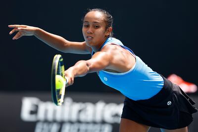 Leylah Fernandez plays a backhand in her first round singles match against Maddison Inglis. Getty Images