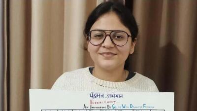 Anvi Aggarwal, 15, a school student from Chandigarh in Punjab state has started recording her period dates in a period chart to raise awareness about health menstrual cycle. Taniya Dutta for The National