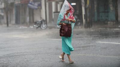 Monsoon rains Jammu, India.