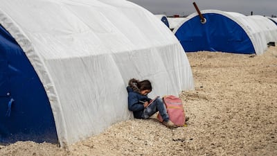 Displaced Syrians are pictured in the Washukanni Camp for the internally displaced people near the predominantly Kurdish city of Hasakeh in northeastern Syria. AFP