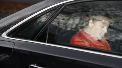 German chancellor Angela Merkel leaves the presidential residence in Berlin on November 20, 2017. She met with the German president there after coalition talks failed overnight. Odd Andersen / AFP