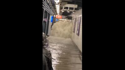 Watch as New York subway station gets flooded with water as a result of Hurricane Ida. Photo: Screenshot