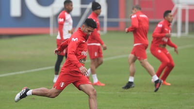 Carlos Zambrano of Peru during a training session at the Videna facilities in Lima, Peru, on June 2019. EPA