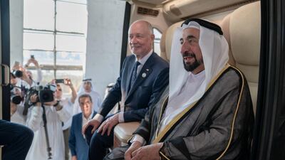 The Ruler of Sharjah, Sheikh Dr Sultan bin Muhammed Al Qasimi, witnesses the launch of the hi-tech new transport system, SkyWay. All pictures courtesy of Wam